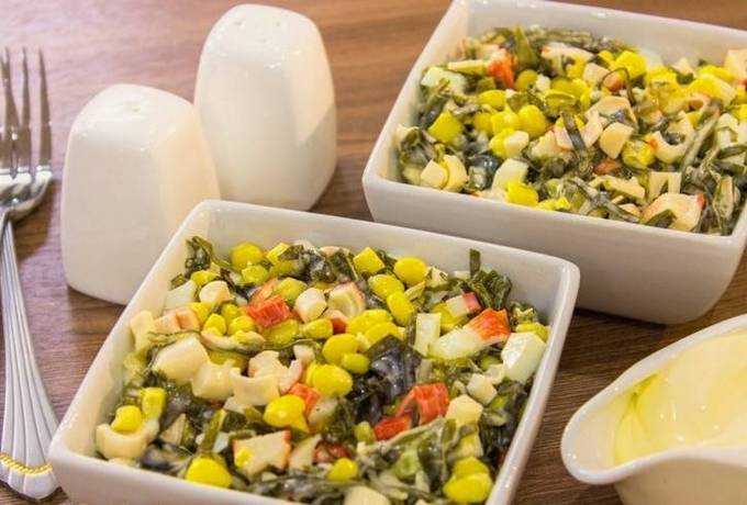Салаты с морской капустой (ламинарией) - 8 очень вкусных рецептов с яйцом, кукурузой, кальмарами и другими ингредиентами