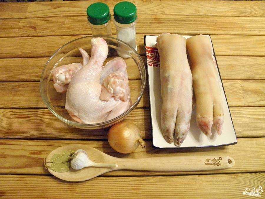 Холодец из свиных ножек и курицы - пошаговый рецепт с фото