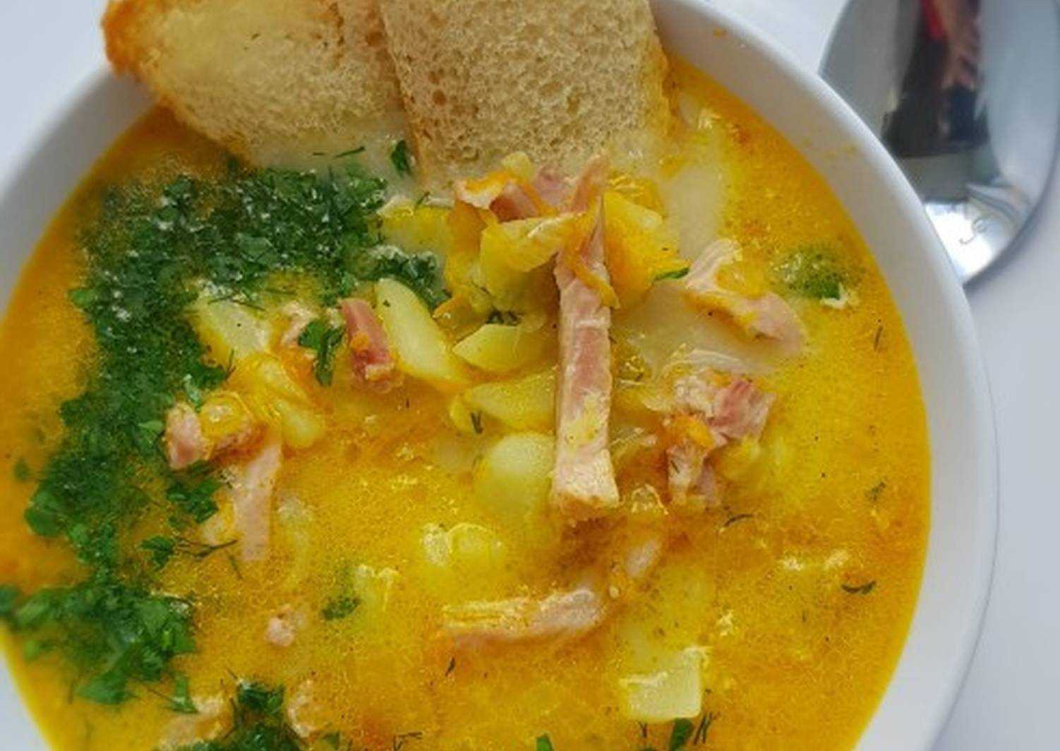 Сырный суп с плавленным сыром и курицей - пошаговый рецепт