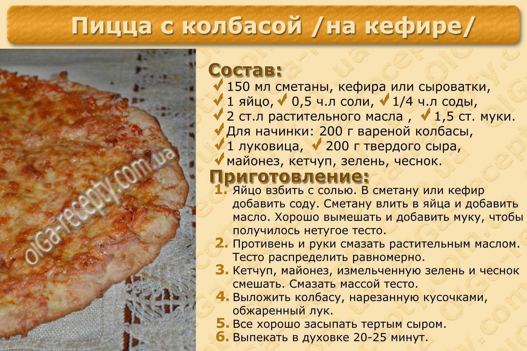 Тесто для пиццы на кефире — вкусные пошаговые рецепты