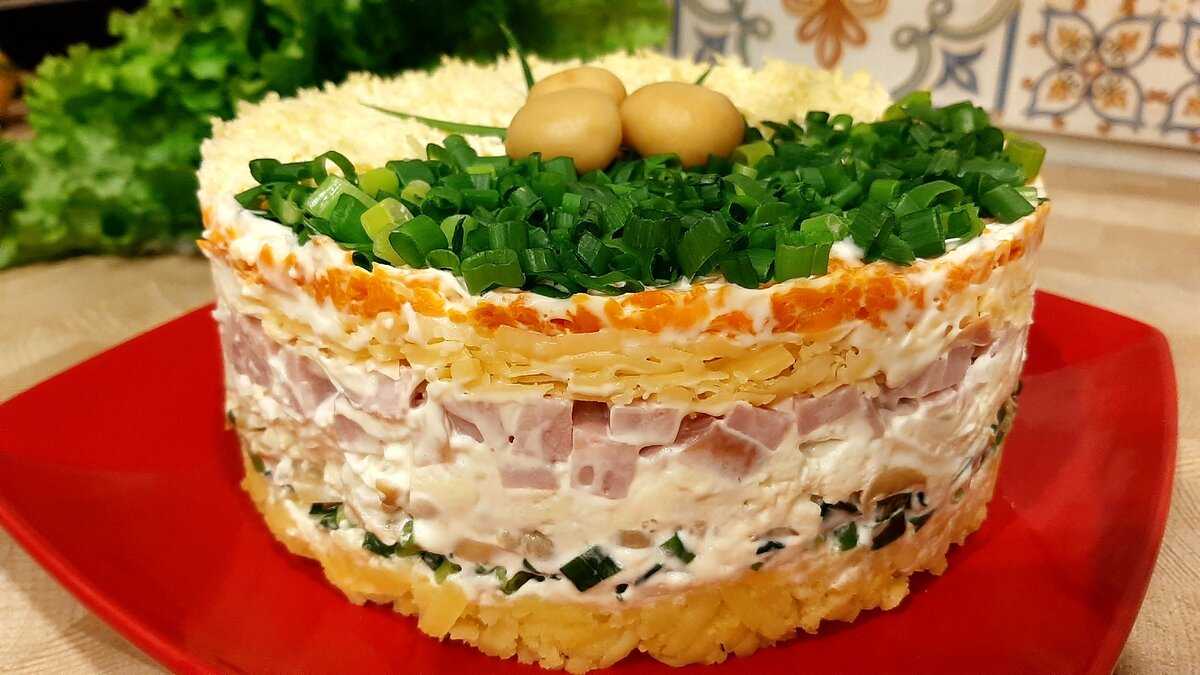 Салат с шампиньонами и ветчиной: 8 рецептов, фото и видео приготовление