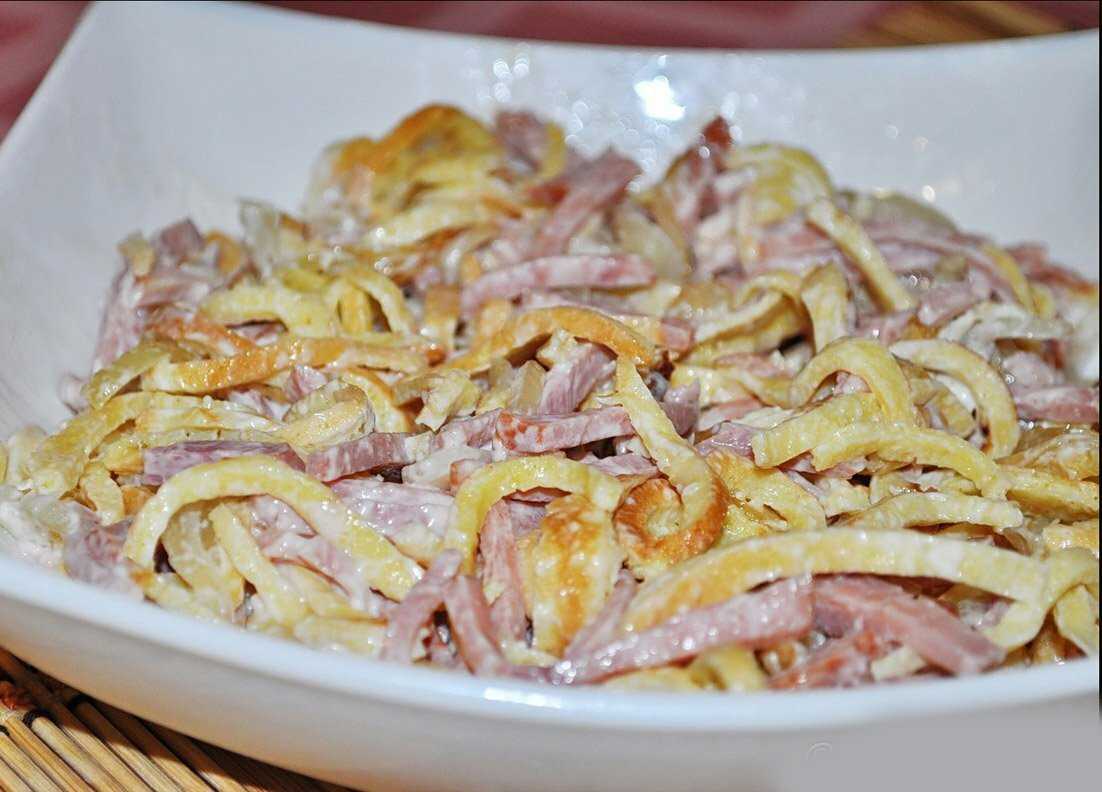 Салаты с яичными блинчиками, 32 рецепта, фото-рецепты