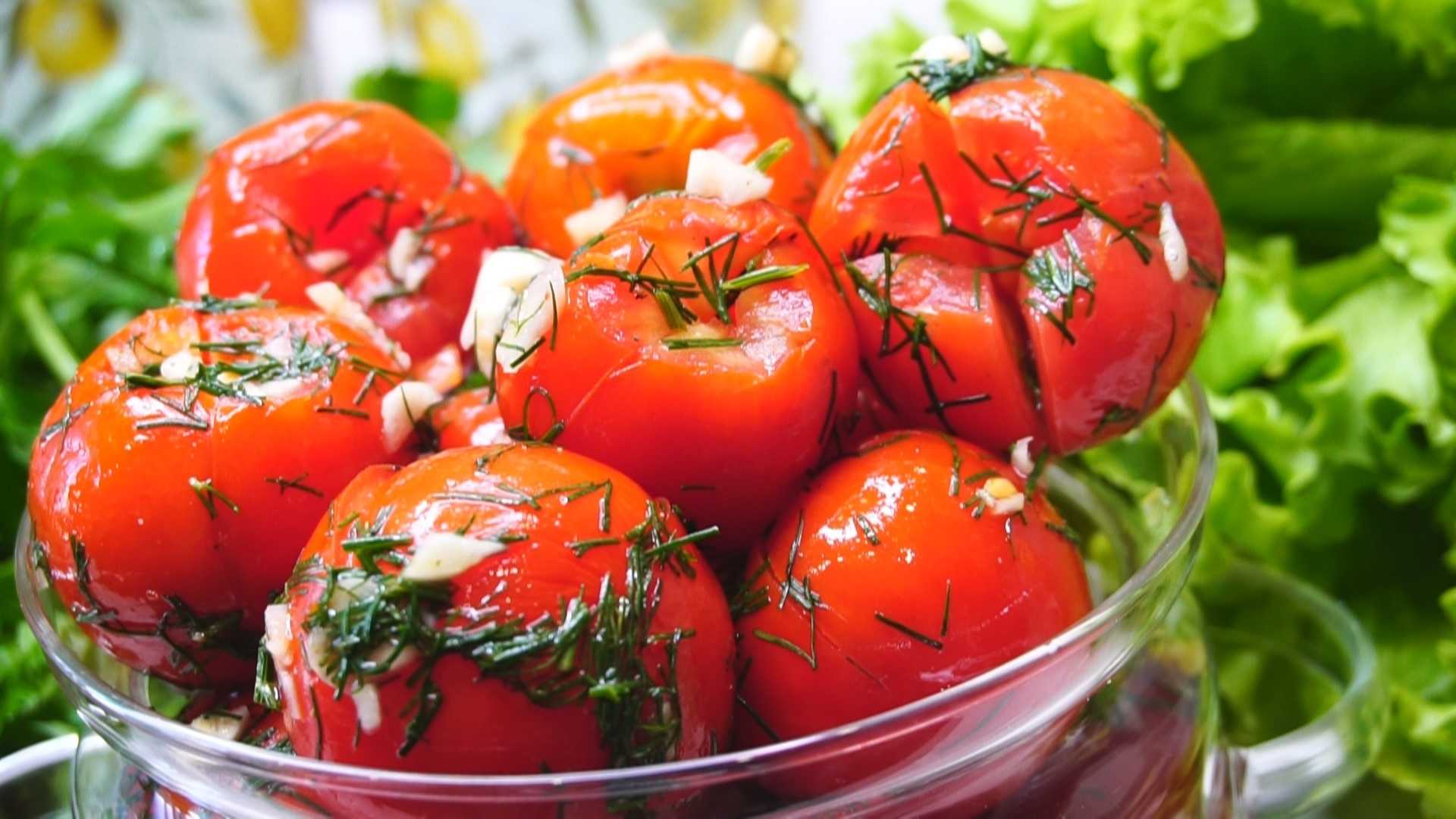 Рецепты вкусных малосольных помидоров быстрого приготовления с чесноком и зеленью