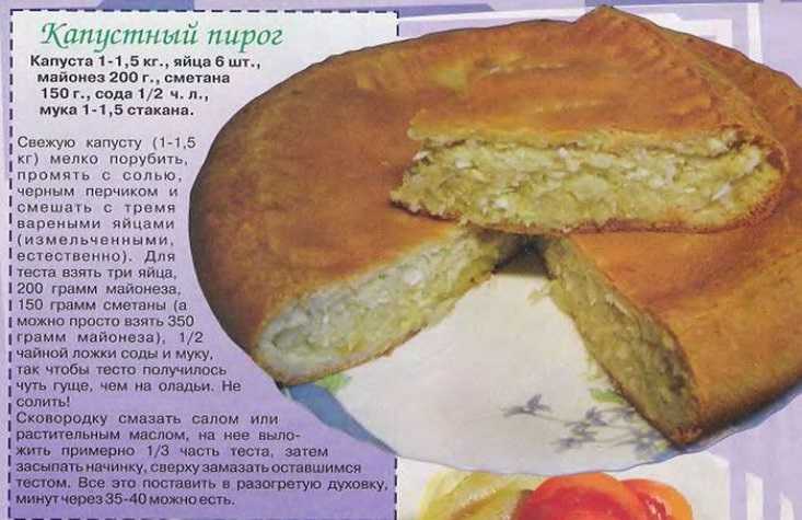 Пирог с капустой на скорую руку – 8 быстрых рецептов капустного пирога