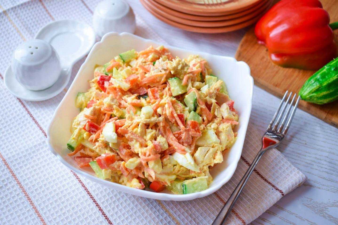 Салат с курицей и корейской морковью - пошаговые рецепты с фото