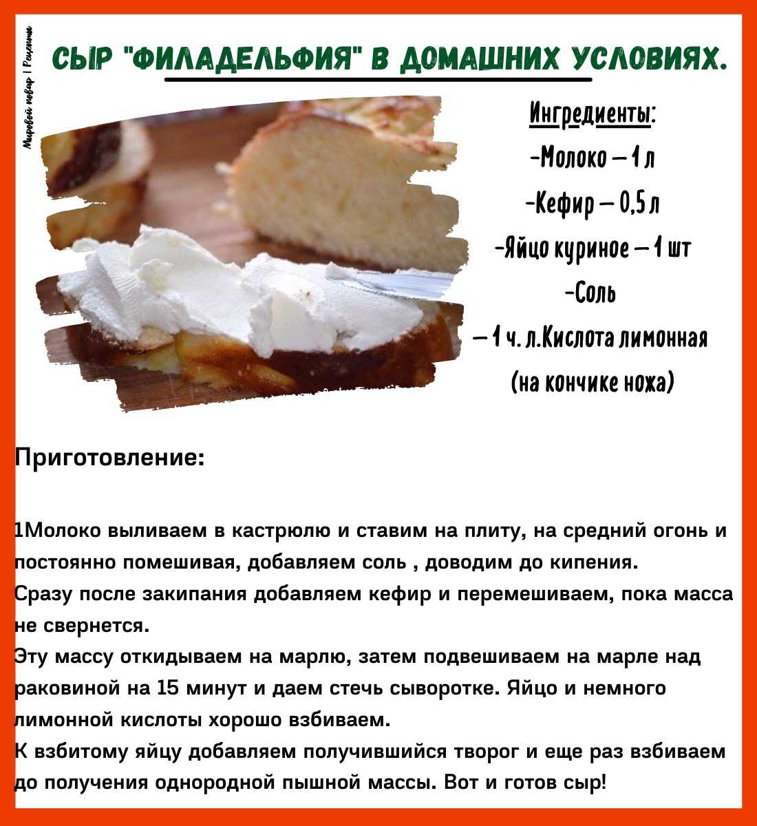 Сливочный сыр в домашних условиях: 6 рецептов сыра из сливок