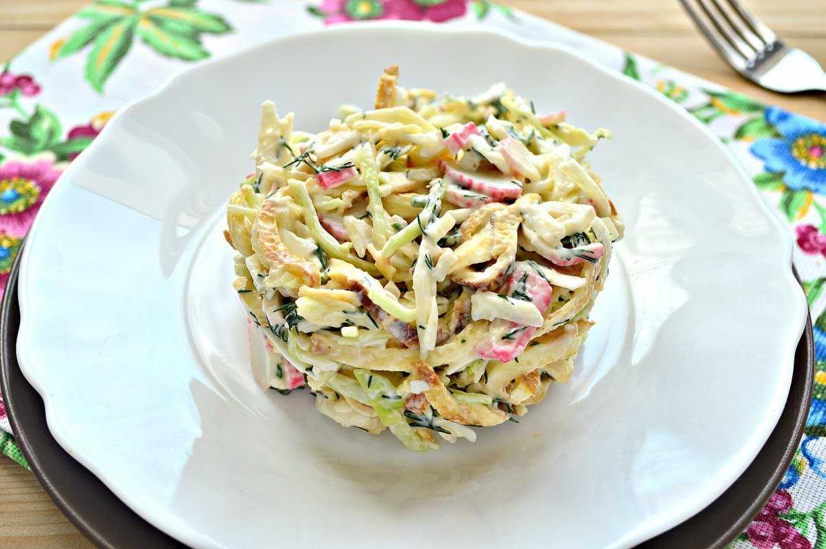 Салат с яичными блинчиками и курицей: 7 рецептов