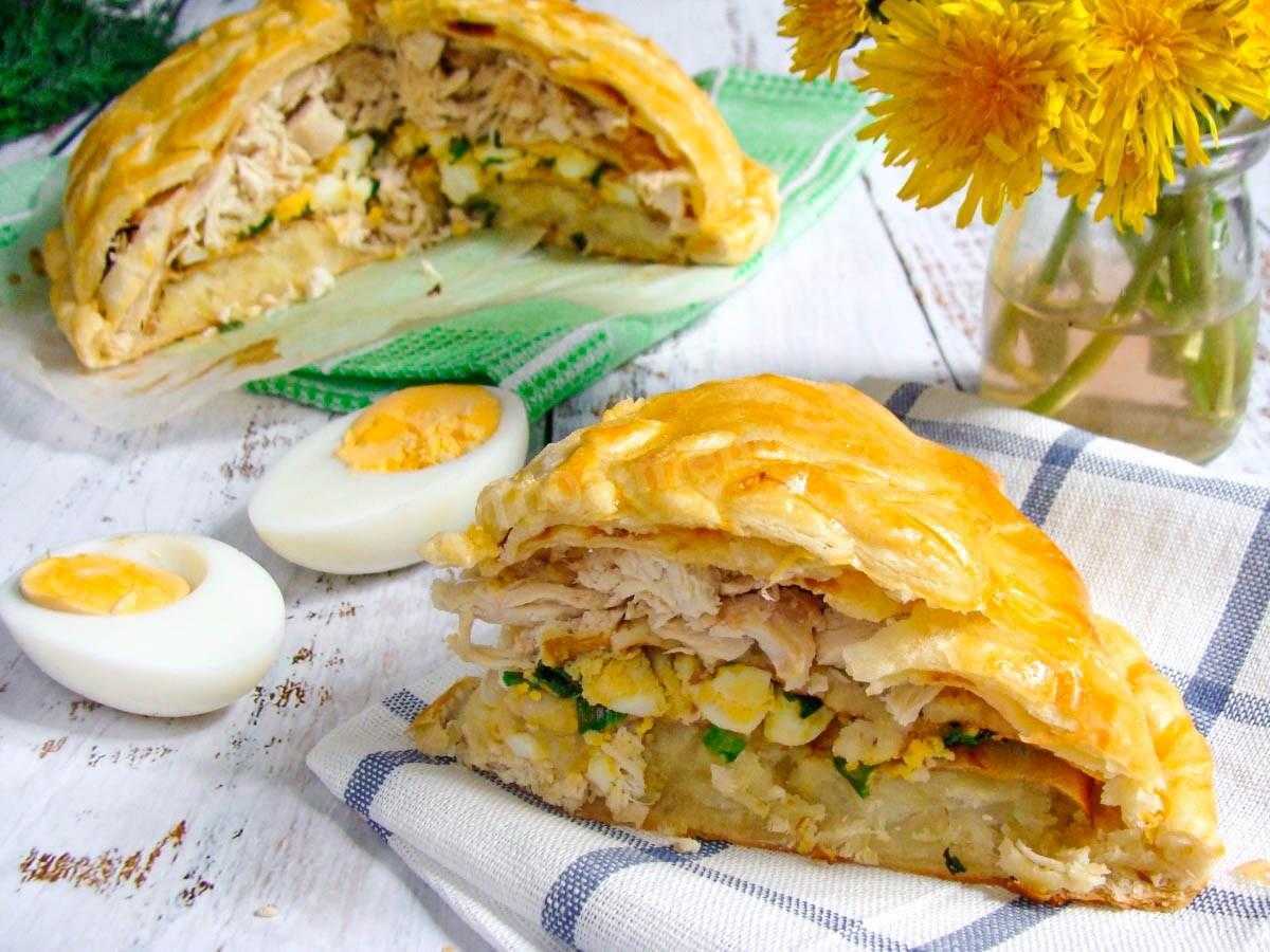 Курник из слоёного теста в мультиварке - 13 пошаговых фото в рецепте