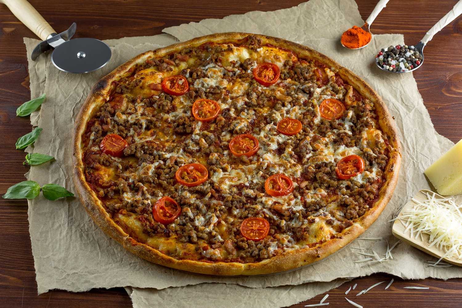 Римская пицца болоньезе. Пицца с фаршем. Пицца с мясом. Пицца с говяжьим фаршем. Пицца с фаршем в домашних условиях