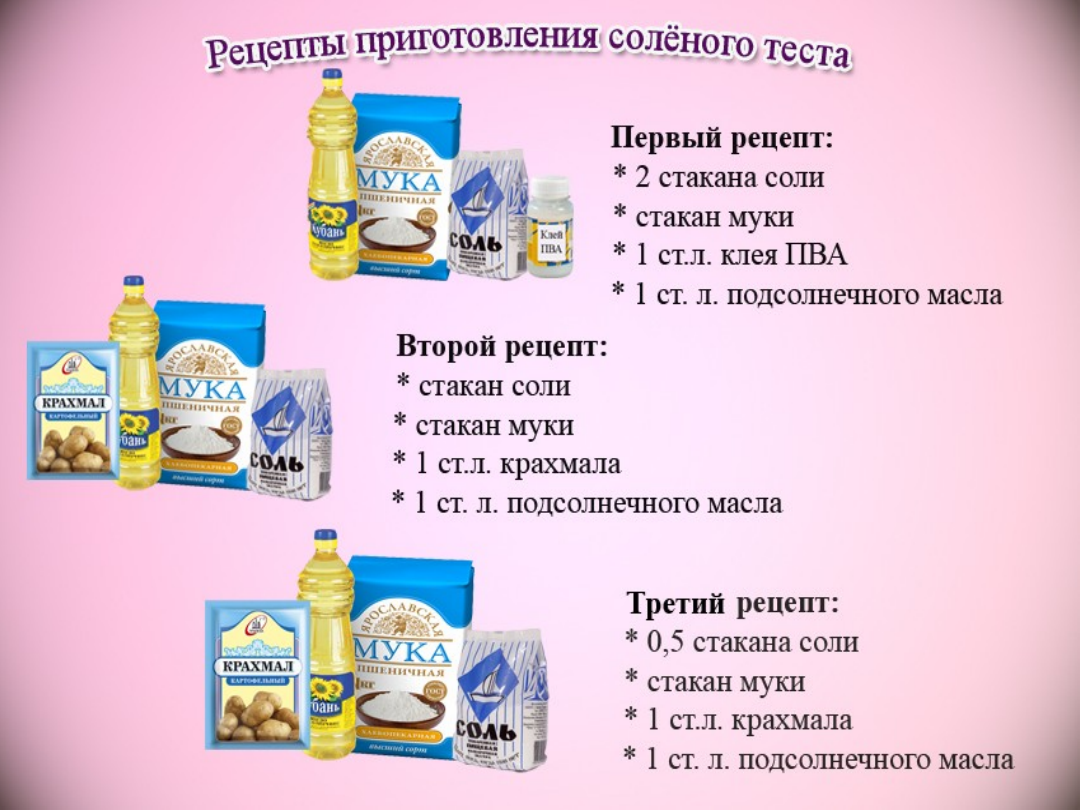 3 лучших рецепта солёного теста для поделок