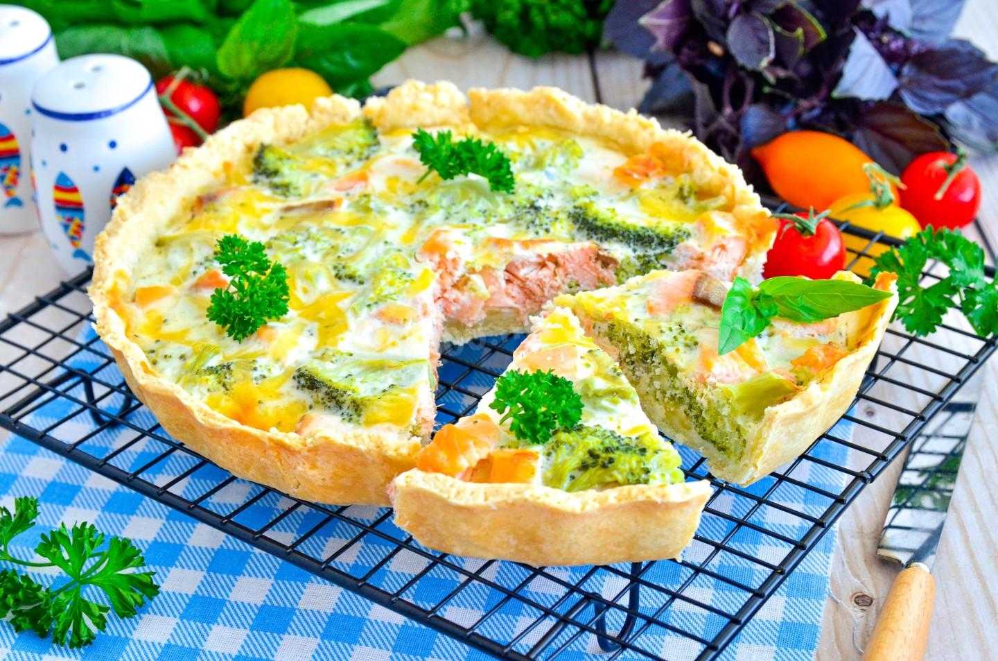 Киш с лососем и брокколи – рецепты приготовления