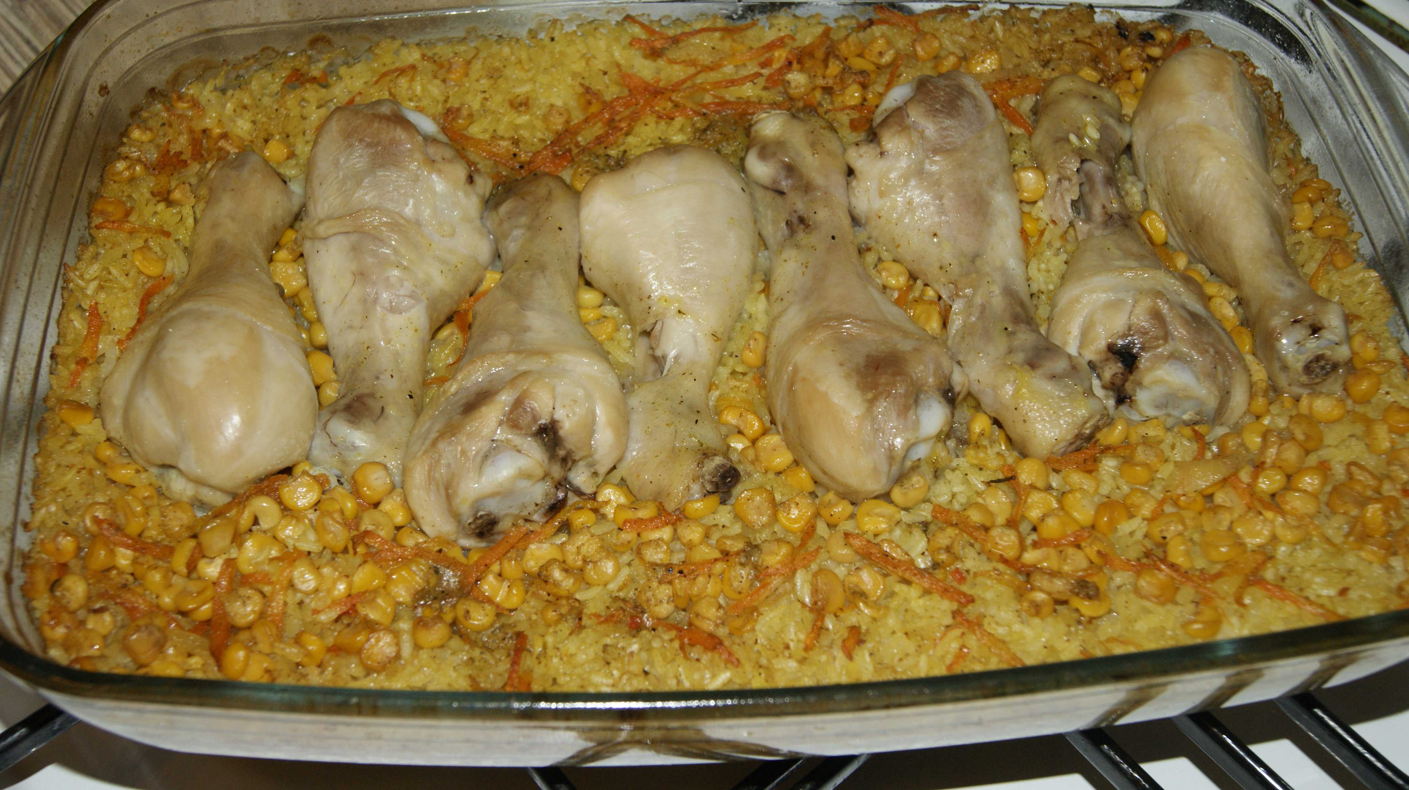 Овощная запеканка с рисом и курицей