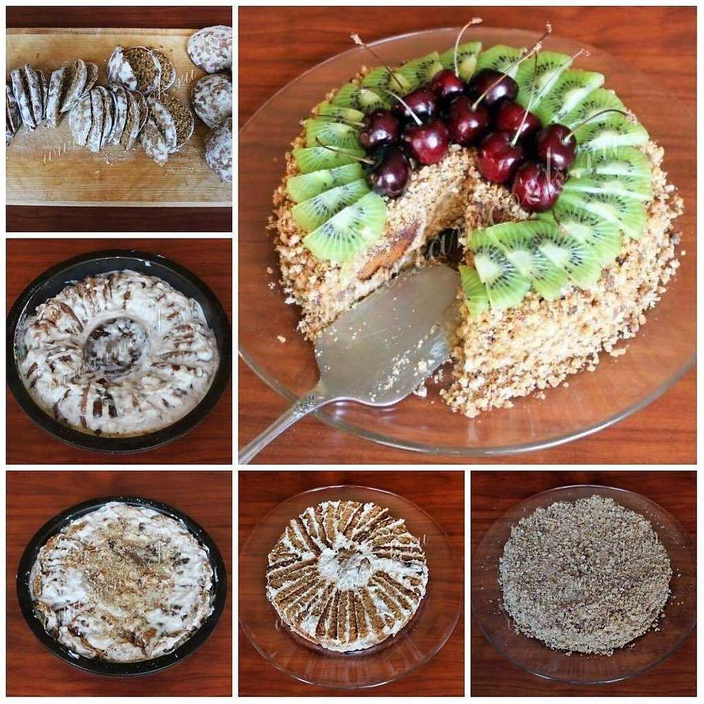 Торт за 10 минут без выпечки всего из 3 х ингредиентов: вкусно и просто, из банана, сметаны, пряников, на скорую руку, простой и быстрый, со сгущенкой, печеньем и маслом, с фруктами, творогом
